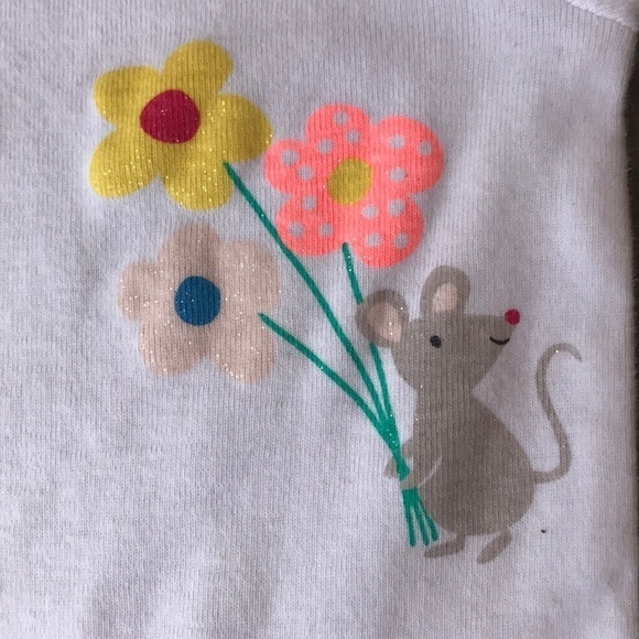 Carters Two Piece‎ Floral Mouse Polka Dot Print Onesie & Pant Outfit - Picture 4 of 6